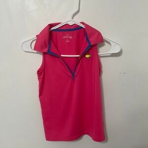 Masters Kids Girls Pink Sleeveless Quarter Zip Golf Polo Shirt XS RN133979